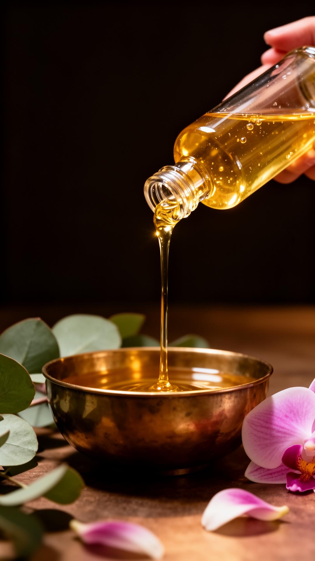 Óleo de massagem a ser preparado para um ritual Serena Viana
